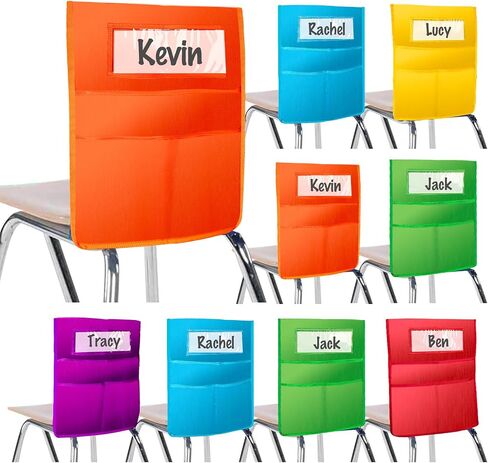 SpringFlower 16" x 20" Canvas Chairback Buddy Pocket Chart Seat Pocket Chart for Classroom K-2,Chair Seat Pocket Chart Storage,Classroom Organizer with 3 Chair Pockets and Student Name Tag,12 Pack in Saudi Arabia