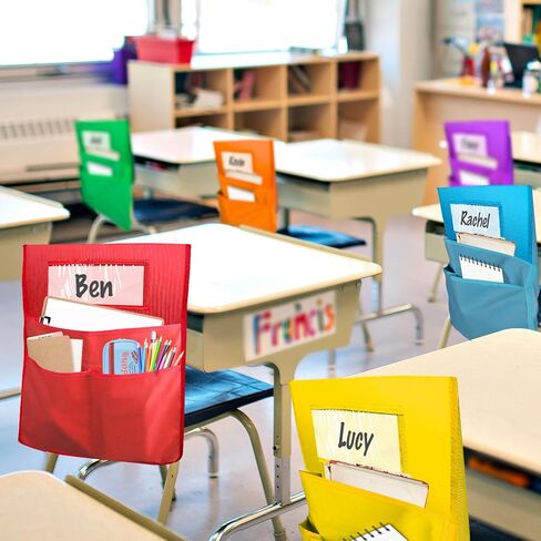 SpringFlower 16" x 20" Canvas Chairback Buddy Pocket Chart Seat Pocket Chart for Classroom K-2,Chair Seat Pocket Chart Storage,Classroom Organizer with 3 Chair Pockets and Student Name Tag,12 Pack in Saudi Arabia