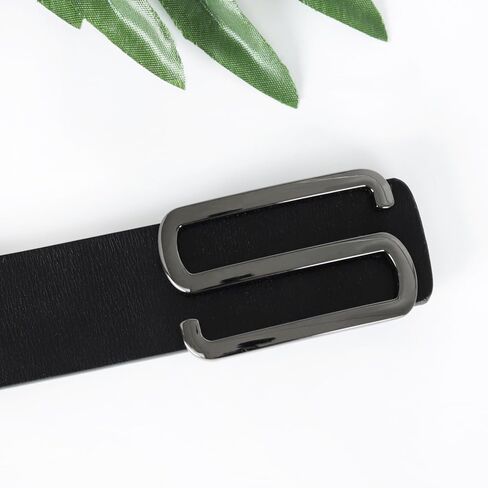 Men&Womens Leather Dress Belt Business Automatic Buckle Belt Color:Black Silver Gold in Saudi Arabia