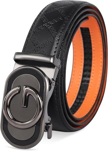 Men&Womens Leather Dress Belt Business Automatic Buckle Belt Color:Black Silver Gold in Saudi Arabia