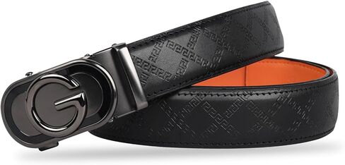 Men&Womens Leather Dress Belt Business Automatic Buckle Belt Color:Black Silver Gold in Saudi Arabia