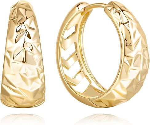 أقراط ذهبية 14 قيراط أقراط دائرية للنساء أقراط ذهبية أقراط دائرية ذهبية مكتنزة مع تصميم منقوش على شكل حرف V أقراط ذهبية للنساء أقراط دائرية 20 مم (أقراط على شكل حرف V) in Kuwait