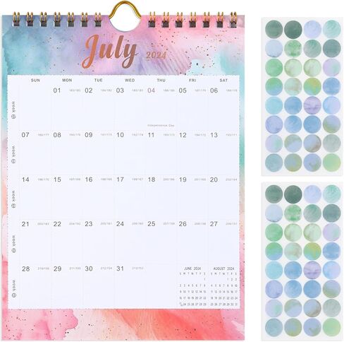 Mini Wall Calendar 2024-2025 (8.5x5.5"), Use July 2024 to Dec 2025, Mini Notepad Calendar, Little Wall Calendar for Desk, Fridge, or Bulletin Board, Includes Stickers (Colorful) in Saudi Arabia