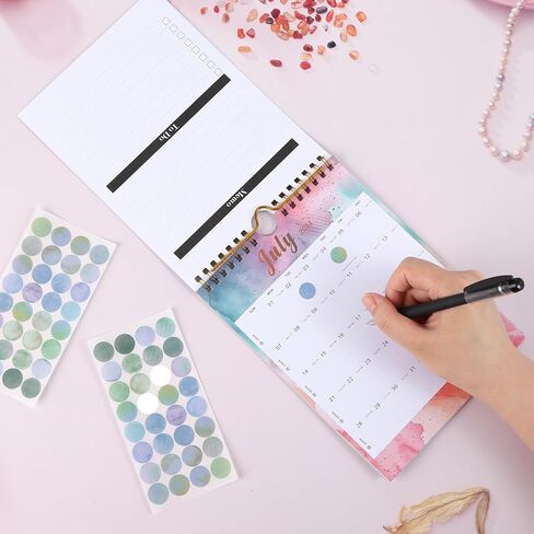 Mini Wall Calendar 2024-2025 (8.5x5.5"), Use July 2024 to Dec 2025, Mini Notepad Calendar, Little Wall Calendar for Desk, Fridge, or Bulletin Board, Includes Stickers (Colorful) in Saudi Arabia