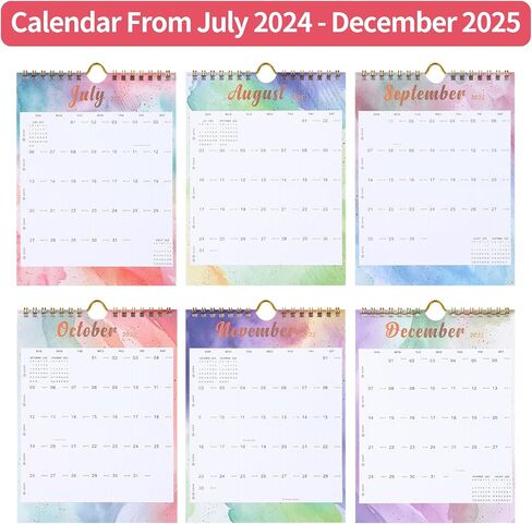 Mini Wall Calendar 2024-2025 (8.5x5.5"), Use July 2024 to Dec 2025, Mini Notepad Calendar, Little Wall Calendar for Desk, Fridge, or Bulletin Board, Includes Stickers (Colorful) in Saudi Arabia