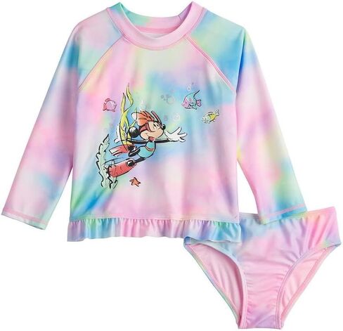 مجموعة ملابس السباحة دريم ويف ديزني ميني ماوس للفتيات الصغيرات من قطعتين (مقاس 2T) باللون الوردي in Kuwait