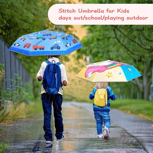 Kids Folding Umbrella Auto Open/Close Anti-rebound Safe Design UV Resistant Automatic Children Travel Umbrellas 8 Rib Reinforced Canopy 360° Reflective Strip Lightweight Cute Umbrella for Girls & Boys in Saudi Arabia