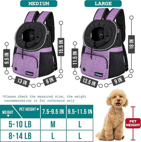PetAmi Adjustable Dog & Cat Chest Carrier Backpack, Ventilated for Hiking, Camping & Travel, Max 10 lbs, Black in Saudi Arabia