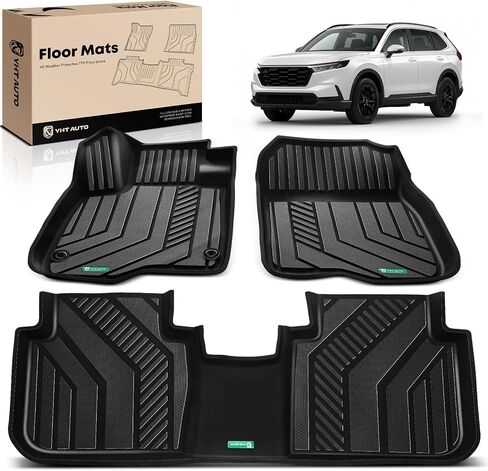 YHTAUTO Automotive All Weather Floor Mats Compatible with Honda CR-V 2023-2025 Not Hybrid, Car Mats Custom Fit TPE Floor Liners Front & Back Seat, Black, Set of 3 in Saudi Arabia
