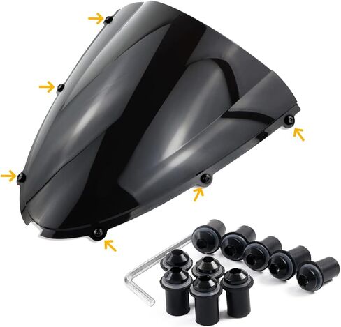 طقم مسامير الزجاج الأمامي للدراجات النارية 10 قطع، براغي وصواميل تثبيت الزجاج الأمامي من سبائك الألومنيوم مع مفتاح ربط لهدايا الدراجات النارية (أسود) in Kuwait