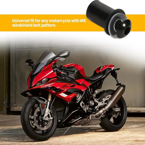 طقم مسامير الزجاج الأمامي للدراجات النارية 10 قطع، براغي وصواميل تثبيت الزجاج الأمامي من سبائك الألومنيوم مع مفتاح ربط لهدايا الدراجات النارية (أسود) in Kuwait