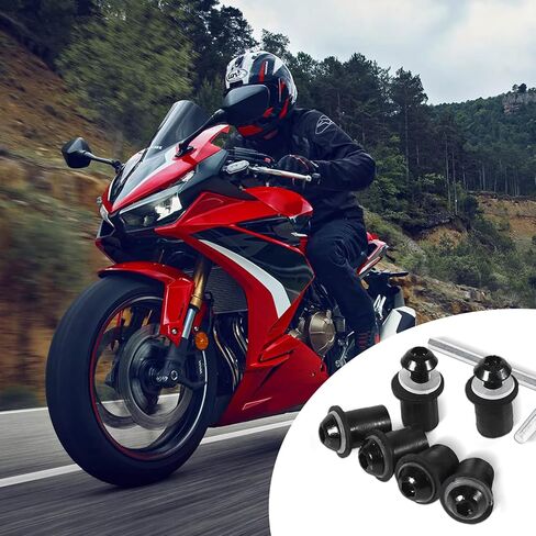 طقم مسامير الزجاج الأمامي للدراجات النارية 10 قطع، براغي وصواميل تثبيت الزجاج الأمامي من سبائك الألومنيوم مع مفتاح ربط لهدايا الدراجات النارية (أسود) in Kuwait