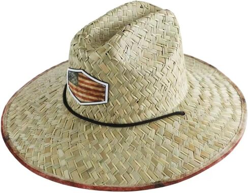 Men's Lifeguard Straw Hats Sun Hats Outdoor Hats Wide Brim Beach Swimming for Men in Kuwait