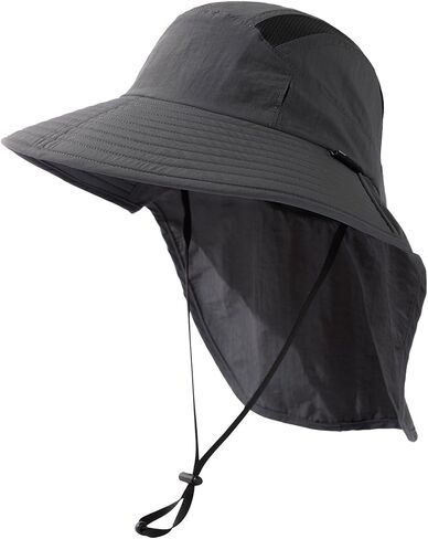 M/L/XL/XXL Unisex Mens Sun Hat with Neck Flap Sunglass Lock UPF 50 Wide Brim Fishing Hats Waterproof & Packable in Kuwait