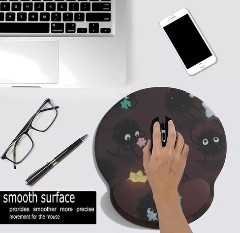 Cute Cartoon Small Black Coal Ball Mouse Pad with Wrist Support, Ergonomic Mouse Pad with Kawaii Small Star Element Mouse Pad for Wrist Rest Table Decoration Simple Typing Pain Relief Table Mousepad in Kuwait