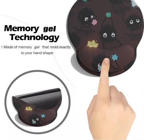 Cute Cartoon Small Black Coal Ball Mouse Pad with Wrist Support, Ergonomic Mouse Pad with Kawaii Small Star Element Mouse Pad for Wrist Rest Table Decoration Simple Typing Pain Relief Table Mousepad in Kuwait
