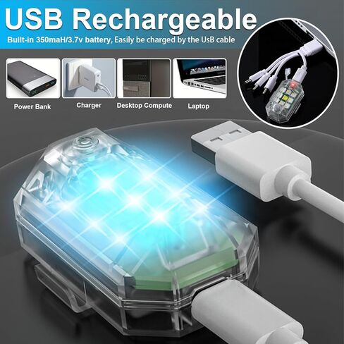 ضوء ستروب لاسلكي مع جهاز تحكم عن بعد 7 ألوان عالية السطوع وامض أضواء USB قابلة للشحن أضواء مضادة للتصادمات للشاحنات والدراجات النارية والدراجات بدون طيار 4 قطع in Kuwait