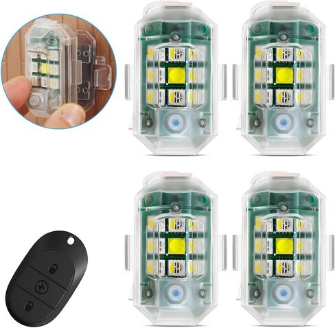 ضوء ستروب لاسلكي مع جهاز تحكم عن بعد 7 ألوان عالية السطوع وامض أضواء USB قابلة للشحن أضواء مضادة للتصادمات للشاحنات والدراجات النارية والدراجات بدون طيار 4 قطع in Kuwait
