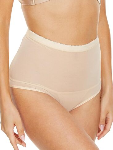 OYOANGLE Women's Semi Sheer High Waist Frill Trim Shapewear Panties Tummy Control Shapewear Body Shaper Underwear in Saudi Arabia