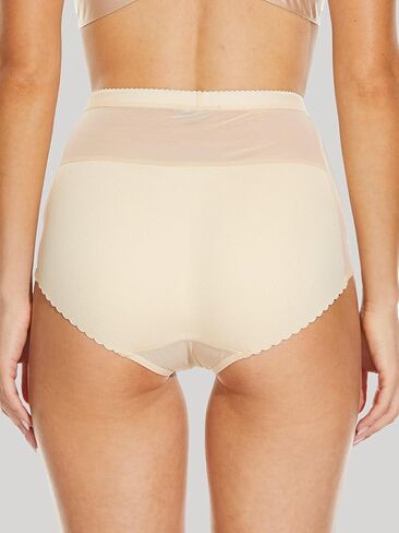 OYOANGLE Women's Semi Sheer High Waist Frill Trim Shapewear Panties Tummy Control Shapewear Body Shaper Underwear in Saudi Arabia