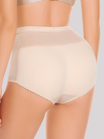 OYOANGLE Women's Semi Sheer High Waist Frill Trim Shapewear Panties Tummy Control Shapewear Body Shaper Underwear in Saudi Arabia
