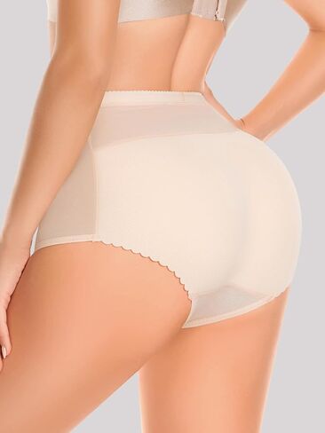 OYOANGLE Women's Semi Sheer High Waist Frill Trim Shapewear Panties Tummy Control Shapewear Body Shaper Underwear in Saudi Arabia
