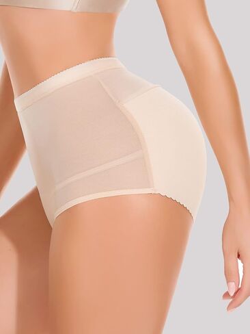 OYOANGLE Women's Semi Sheer High Waist Frill Trim Shapewear Panties Tummy Control Shapewear Body Shaper Underwear in Saudi Arabia