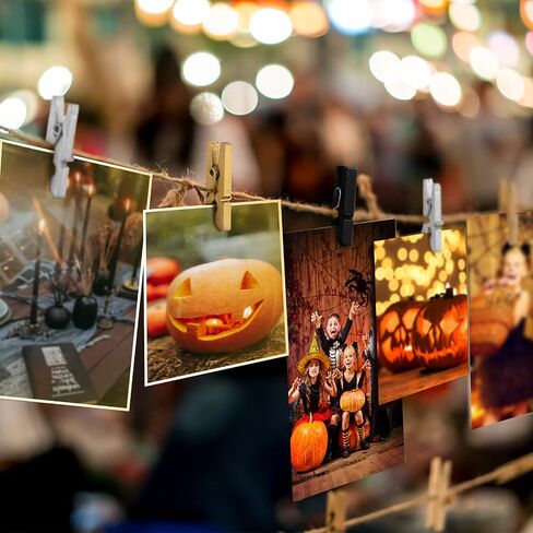 Jetec 200 Pcs Halloween Mini Wooden Clothespins Tiny Wooden Photo Paper Clip Wood Peg Pin Craft Clips Christmas Wooden Cloths Pin for Holding Photo Scrapbooking Picture Memo Card Gold Silver Black in Saudi Arabia