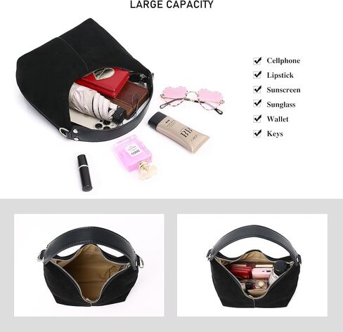 حقيبة كتف صغيرة على شكل هلال HOBO للنساء من الجلد السويدي مع حزام قابل للفصل in Kuwait