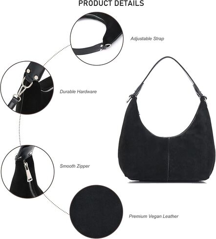 حقيبة كتف صغيرة على شكل هلال HOBO للنساء من الجلد السويدي مع حزام قابل للفصل in Kuwait