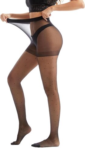 Patterned Tights for Women High Waist Pantyhose Black Sheer Stockings 15D in Saudi Arabia