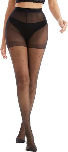 Patterned Tights for Women High Waist Pantyhose Black Sheer Stockings 15D in Saudi Arabia