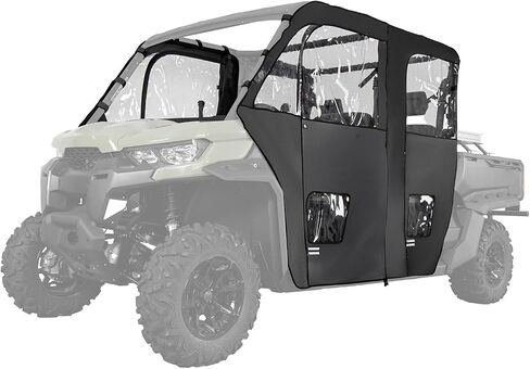أبواب حاوية الكابينة الناعمة من KEMIMOTO مع فتحة مفتوحة للمرايا الجانبية متوافقة مع Can Am Defender Max HD 7/8/9/10 DSP XT XMR 2017-2024 ملحقات لوحة الزجاج الأمامي الكاملة بسحاب مقاومة للماء in Saudi Arabia