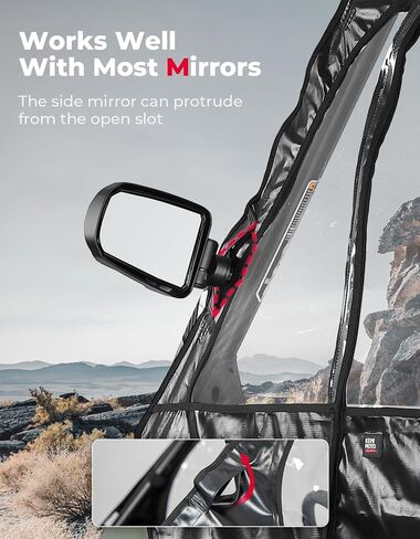 أبواب حاوية الكابينة الناعمة من KEMIMOTO مع فتحة مفتوحة للمرايا الجانبية متوافقة مع Can Am Defender Max HD 7/8/9/10 DSP XT XMR 2017-2024 ملحقات لوحة الزجاج الأمامي الكاملة بسحاب مقاومة للماء in Saudi Arabia