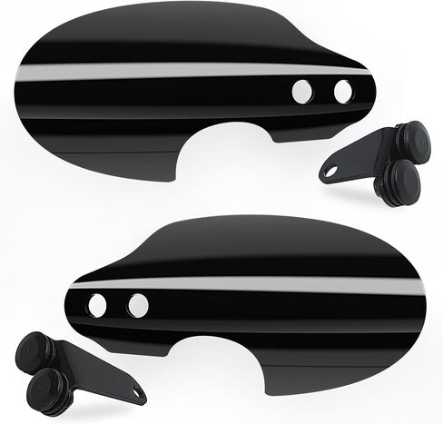 واقي اليد للدراجات النارية من RENO مع دعامات، واقي اليد متوافق مع Touring Softail Fat Boy/Fat Bob/Sport Glide/Slim/Low Rider | عاكس خاص لواقي الرياح من رود كينج (أسود) in Kuwait