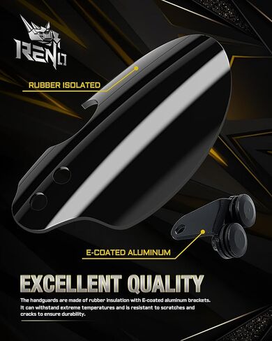 واقي اليد للدراجات النارية من RENO مع دعامات، واقي اليد متوافق مع Touring Softail Fat Boy/Fat Bob/Sport Glide/Slim/Low Rider | عاكس خاص لواقي الرياح من رود كينج (أسود) in Kuwait