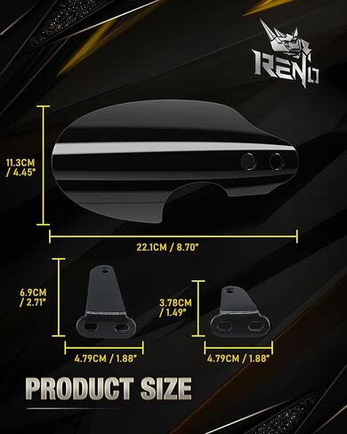 واقي اليد للدراجات النارية من RENO مع دعامات، واقي اليد متوافق مع Touring Softail Fat Boy/Fat Bob/Sport Glide/Slim/Low Rider | عاكس خاص لواقي الرياح من رود كينج (أسود) in Kuwait