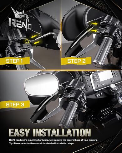 واقي اليد للدراجات النارية من RENO مع دعامات، واقي اليد متوافق مع Touring Softail Fat Boy/Fat Bob/Sport Glide/Slim/Low Rider | عاكس خاص لواقي الرياح من رود كينج (أسود) in Kuwait