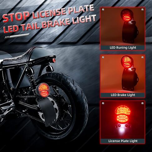 Amazicha LED لوحة ترخيص ضوء الفرامل ضوء الذيل مع 1 بوصة فتحة المحور قوس منحني متوافق مع Harley Sporster Bobber Choppers in Kuwait
