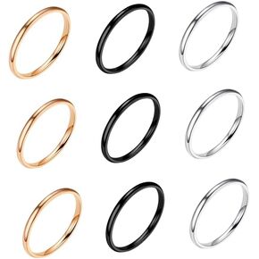 9PCs 2mm Stainless Steel Toe Rings Set for Women Minimalist Stackable Toe Ring Plain Thin Band Toe Rings Beach Foot Jewelry Set
