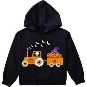 CM-Kid Boys Girls Halloween Hooded Shirt Glow in Dark Pumpkin Pullover Hoodies Outfit Toddler Skeleton Tops 3-9 Years