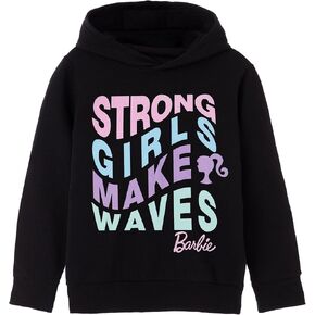 Barbie Girls Hooded Sweatshirt | Young Ladies Strong Girls Make Waves Black Graphic Hoodie | Retro Fashion Hoody Doll Movie