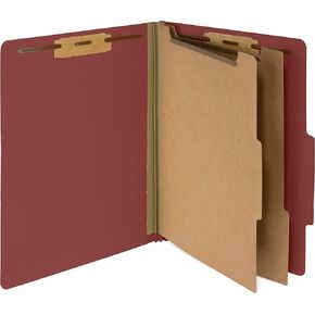 Blue Summit Supplies 30 Letter Size Red Classification Folders, 2 Dividers, 2 Inch Tyvek Expansions, Durable 2 Prongs, Office Reports - Letter Size, Red Brick Color, 30 Pack