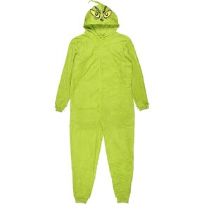 Dr. Seuss GRINCH Who Stole Christmas Hooded Pajama Union Suit Large Green