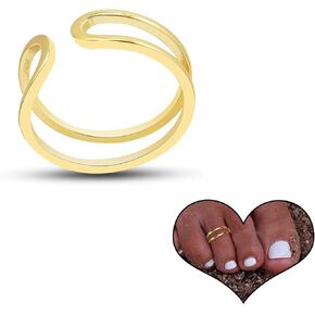 Gold Toe Rings for Women Vintage Double Band Toe Rings Open Band Toe Ring Waterproof Adjustable Round Toe Ring Hawaiian Beach Summer Foot Jewelry