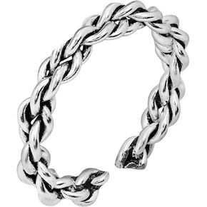 AeraVida Balinese Twist Braid Boho Style .925 Sterling Silver Toe-Pinky Summer Beach Foot Ring | Promise Rings For Women | Comfort Fit Silver Rings for Women | Sterling Silver Rings