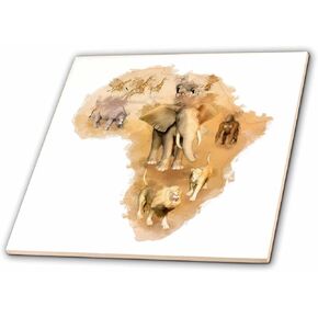 3dRose ct_38675_2 Africa Montage with Animals Ceramic Tile, 6-Inch