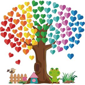 Classroom Tree Bulletin Board Decorations, Hearts Bulletin Board Tree Cutouts Set, Welcome Classroom Bulletin Tree Wall Decors for Nursery Elementary School Teacher Chalkboard Supplies