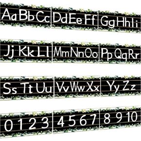 12Pcs Alphabet Bulletin Board Strips Set, Alphabet Line ABC Alphabet Banner Number Line Border Posters for Preschool Kindergarten Classroom Playroom Bedroom Wall Decor