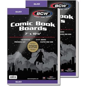 BCW Silver Age Backing Boards - 2 Pack (200 Total) | Certified Acid-Free, 7x10.5 Inches | Safeguard Your Valuable Silver and Bronze Age Comics